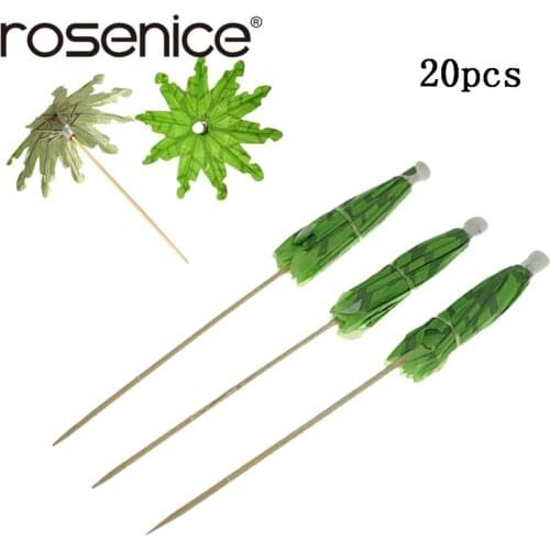 20pcs Green Coconut Tree Sticks Umbrella Picks Party Artwork Toothpick Party Decoration Cupcake/Fruit/Cake Toppers Decor Pricks