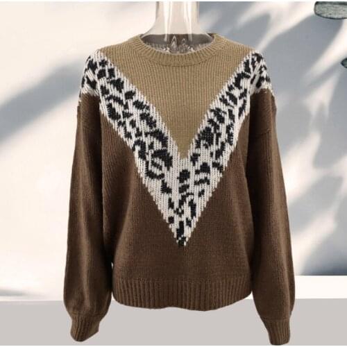 2020 Autumn Winter Mohair Leopard Sweater Women Pullover Plus Size Womens Sweaters High Quality Knitted Oversized Sweater Jumper