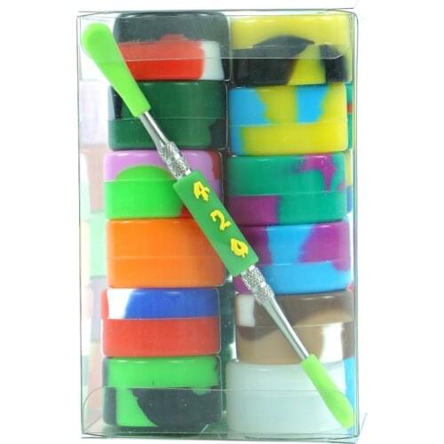 24pcs 5ml Silicone Storage Container with dab tool and PVC box Nonstick silicone container Food Safe dab container silicone Jar