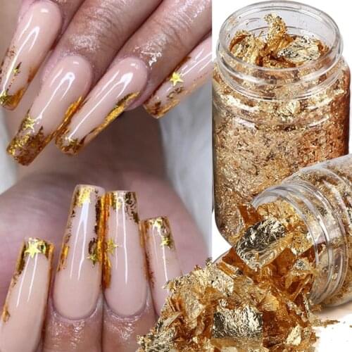 3D Nail Foil Gold Silver Irregular Nail Glitter Sequins Nail Art Irregular Flakes Manicure Foil Stickers Nail Art Decoration