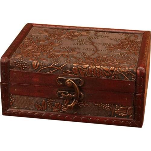 50%HOT Lockable Wooden Jewelry Storage Box Case Necklace Earrings Holder Organizer