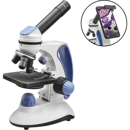 40X-2000X Biological Microscope with Adjustment Top/Bottom LED Illuminated Monocular Smartphone Mobile Phone Microscope Present