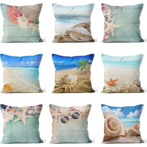 Mediterranean Sea Beach Style Shell Cushion Covers Pillowcase Decorative Marine Throw Pillow Cover 45x45cm Home Decor