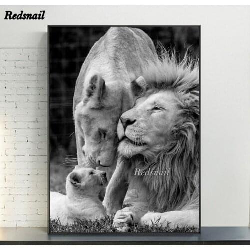 Black white African Wild Lion family DIY diamond painting,full drill animal diamond embroidery mosaic cross stitch home EE1301