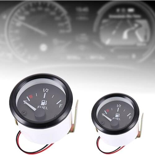 2" 52mm Fuel Level Gauge Car Meter White LED Light Black Rim Automotive Gauges 12V