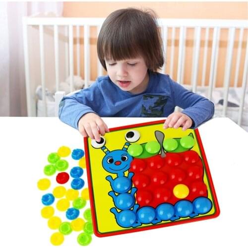 Kids Mushroom Nail Kit Assembling Puzzle Game Creative Mosaic 3D Colorful Button Tangram Jigsaw Educational Toys for Children