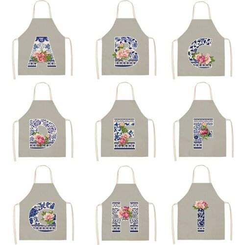 Blue and white porcelain alphabet flowers aprons for women cooking accessories Apron for kitchen kitchen apron women Child apron