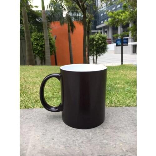 A grade plain matte black DIY ceramic heat sensitive color changing magic photo sublimation mug