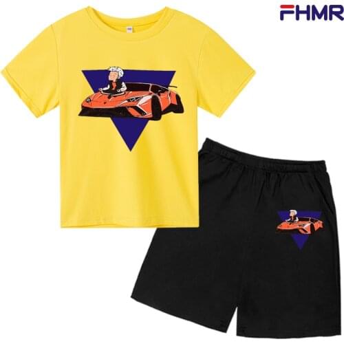 T-shirt+shorts 2pcs Sets Merch A4 Lamba T Shirt Fashion boy Harajuku Shirt kid T Shirts Summer Tops Girls Graphic anime clothes