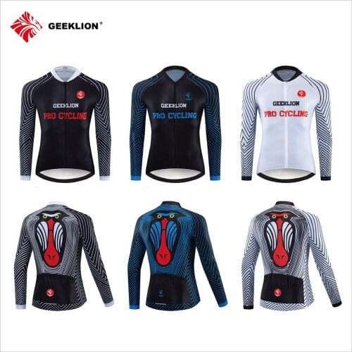 Geeklion Long Sleeves Cycling Monkey Concept Jersey Mens Mountain Bike Wear MTB Downhill Clothing