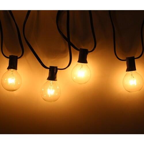 String Lights With 25 G40 Globe Bulbs 25ft Indoor/outdoor Hanging Umbrella Garden Patio Lamp Lights Decoration For Party Wedding