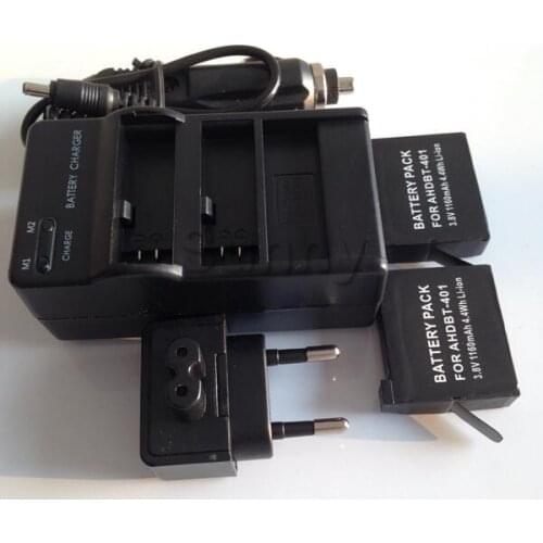 Go pro Silver go pro Black gopro battery gopro4 AHDBT-401 AHDBT401 AHDBT 401 go pro hero4 go pro 4 battery 2-Pack + Charger