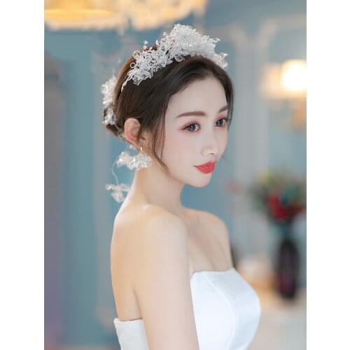 HIMSTORY HandmadeTransparent Flower Crystal Wedding Hairband Fairy Princess Bridal Hair Accessories Girls Headpiece Jewelries