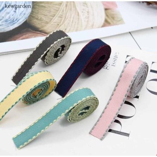 Kewgarden 16mm 7/8" Dotted Line Edge Stripe Satin Ribbons Packaging Ribbon Handmade Tape DIY Bowknot Clothing Accessories 8Y/lot