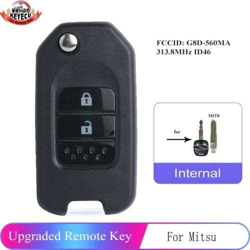 KEYECU 313.8MHz ID46 Chip Upgraded Flip Remote Key fob for MITSUBISHI Outlander Pajero Airtreck L200 with MIT8 Blade G8D-560MA