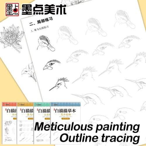 Chinese Art Book Meticulous Painting Line Drawing Tracing Book for Adult to Learn Chinese Painting Modian