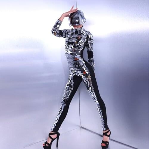 Bar Gogo Dancers Outfits Women Lens Mirror Costumes Jumpsuit Catwalk Stage Costume Ds Performance Festival Rave Clothes DQS7718