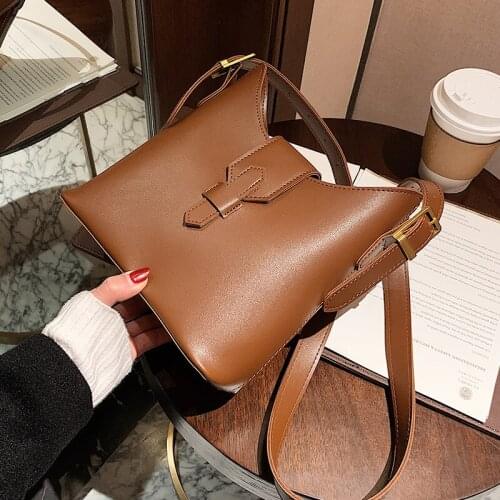 Fashion Bucket Bag PU Leather Crossbody Bags for Women 2021 Winter Small Shoulder Bag Branded Designer Handbags and Purses