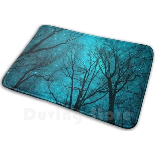 Stars Can'T Shine Without Darkness Soft Non-Slip Mat Rug Carpet Cushion Night Stars Nebula Sky Mint Teal Night Galaxy