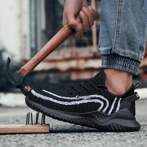 New work boots, portable industrial shoes, puncture-resistant, wear-resistant safety, mens shoes, safety steel toe, comfortable