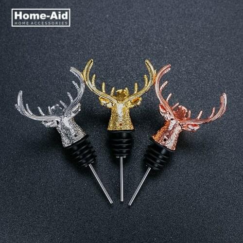 New Stainless Steel Deer Stag Head Wine Pourer Unique Wine Bottle Stoppers Wine Aerators Bar Tools