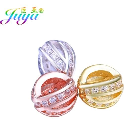 Juya DIY Spacer Beads Wholesale Decorative Big Hole X Copper Charm Beads For Natural Stone Pearls Jewelry Making Supplies