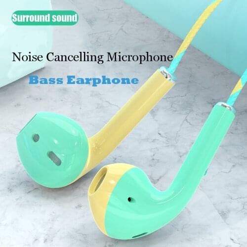 Candy colors Wired Headphones In-Ear Earphone With Microphone Noise Cancelling Earbuds Music Earphones For Xiaomi Huawei iphone