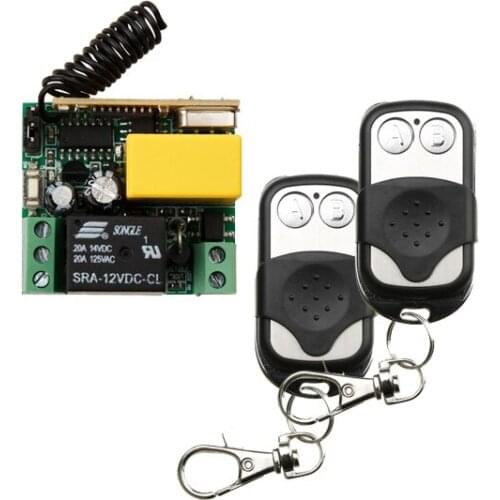 AC220V 1CH 10A RF Wireless Remote Control Relay Switch Light System 433Mhz/315Mhz Receiver + 2 Button Metal Protect Transmitter
