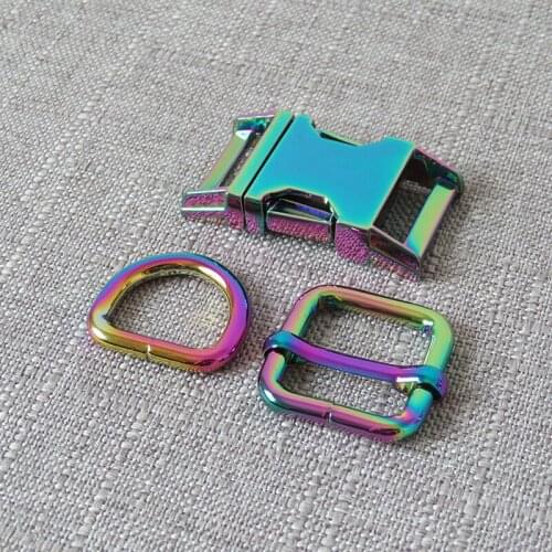 10Sets 20mm Metal Buckle D Ring Webbing Adjustable Loop Straps Bag Dog Collar Paracord Belt Adjuster Clasp Garment DIY Accessory