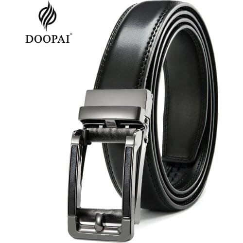 DOOPAI Mens Leather Belt Multiple Colors Automatic Available Belts Leisure Fashion Ratchet Belts for Men Pants Waistband Ремень