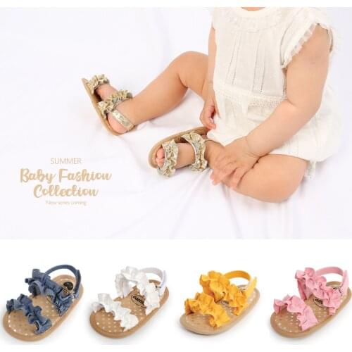 FOCUSNORM 5 Colors Baby Girls Summer Sandals Shoes Anti-Slip Soft Sole Ruffle Flat Shoes