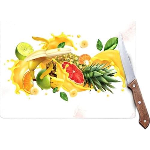 Glass Cutting Board Fruit Cocktail Party Looking Antibacterial Glass Cutting Plate Design Kitchen Glass Cutting Blocks 20X30 Cm