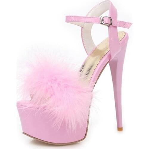 2020 Fashion Platform 16cm High Heel Peep Toe Sandals Women Stiletto Pumps Zapatos Mujer Luxury Party Shoes Large Size 31-48 D-3