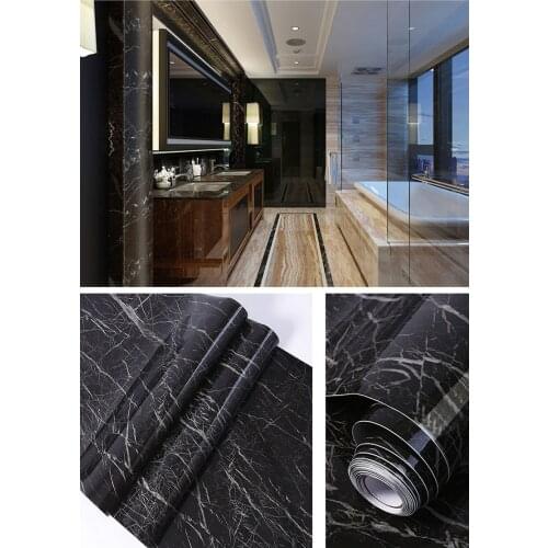 Waterproof Marble Self Adhesive Wall Sticker Vinyl Film Wall Paper Bathroom Kitchen Cupboard Room Decoration Sticky Paper Decal