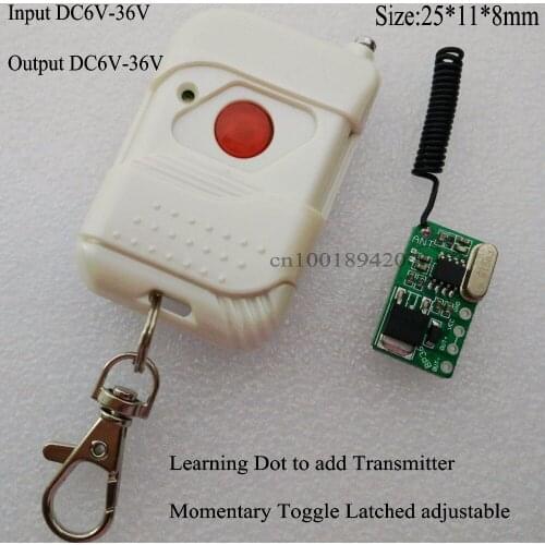 6V 9V Remote Control Switch DC6V-36V Wireless Power Remote ON OFF Switch 12V 24V Mos Receiver Voiceless Momentary Toggle Learn