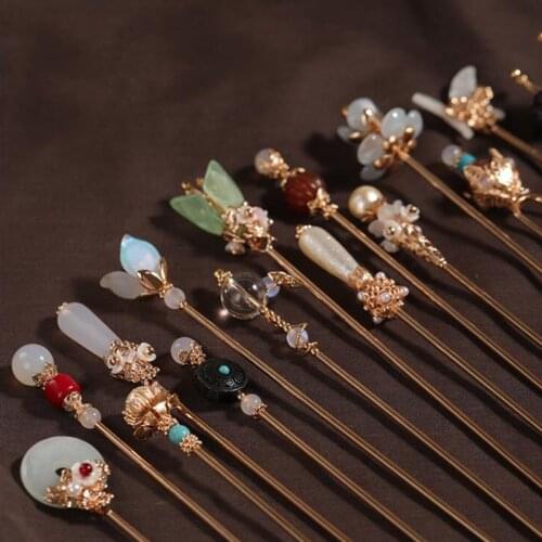 22 Styles Vintage Flower Hair Sticks For Women Girls Pearl Hair Pin Clips Classical Hair Chopsticks Hairpins Jewelry Accessories