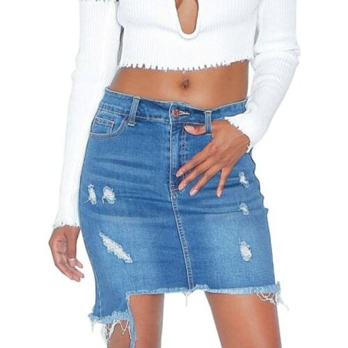 Hirigin Summer Women Street Club Denim Tassel Bodycon Skirt 2021 Fashion Casual Outfits OL Hole Mini Skirts