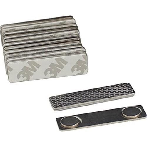 100pcs Silver Strong Magnetic Name Tag Badge PINS Magnet ID Holder Metal Card Set 46x13mm