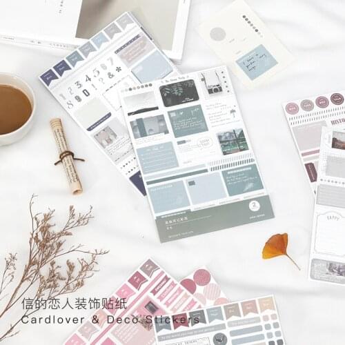 2 Sheets/Pack Collage Diary Paper Sticker Writable Decorative Stickers For Mark Scrapbooking Label Diary Stationery Album