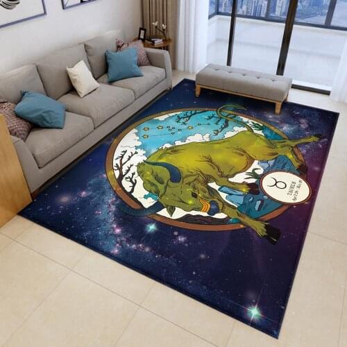 2020 Fashion 12 Constellation Taurus Abstract Pattern Round Carpet Floor Mat Living Room Non-slip Carpet Bedroom Home Decor Rug