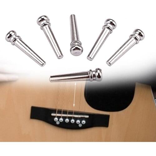 6pcs Metal Acoustic Guitar Bridge Pins Guitar Strings Fixed Cone String Pins String Nails