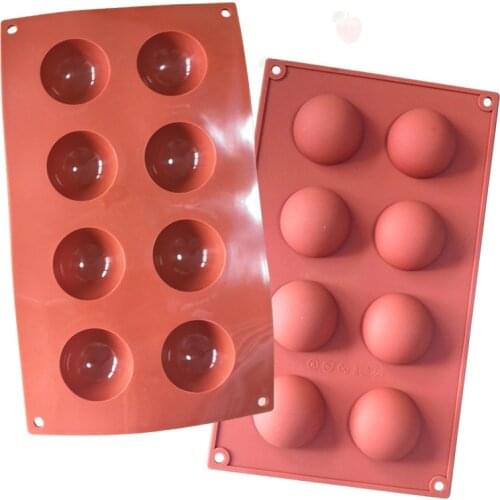 8 Holes Large Semi-circular Semi-spherical DIY Silicone Cake Mold Baking Chocolate Candy Fudge Dessert Mold M044