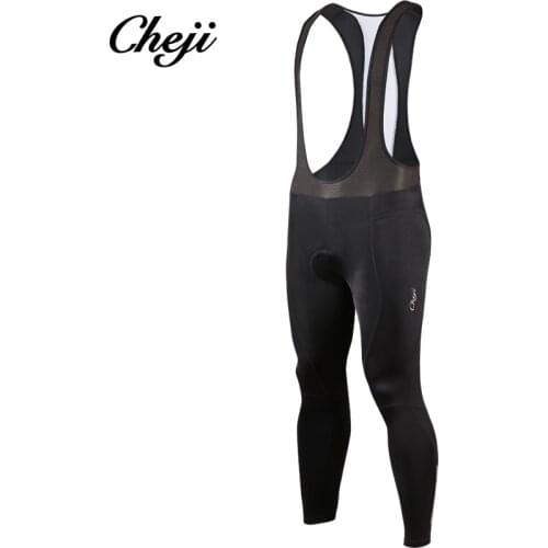 CHEJI Mens Cycling Bib Pants MTB Road Bike Gel Pad Breathable Quick Dry High Elastic Black Bicycle Long Trousers