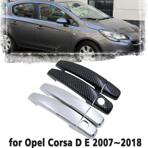 Black Carbon Fiber handle Or Chrome Side Door Cover Trim Set for Opel Corsa D E 2007~2018 Vauxhall Car Accessories Stickers 2008