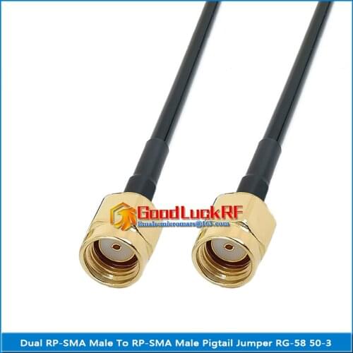 Dual RP-SMA Male To RPSMA RP SMA Male Plug RF Connector Pigtail Jumper RG58 RG-58 3D-FB Coax Cable 50 Ohm Low Loss High Quality
