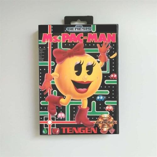 Ms. Pac-Man - USA Cover With Retail Box 16 Bit MD Game Card for Sega Megadrive Genesis Video Game Console