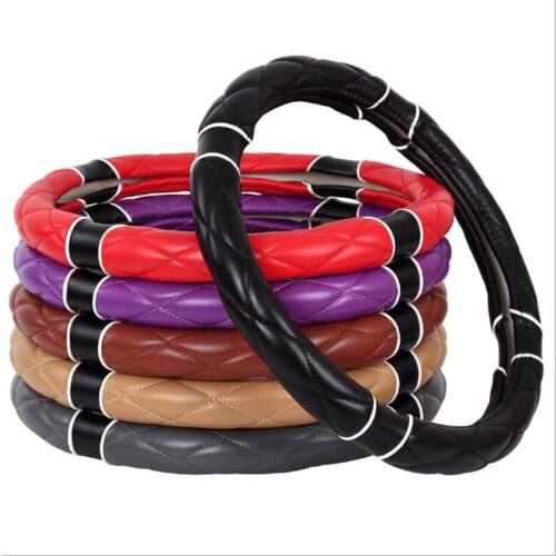 PU leather Car Steering Wheel Cover Universal 38cm Sport Design Steering Wheel Covers Case Fit For Most Cars Styling