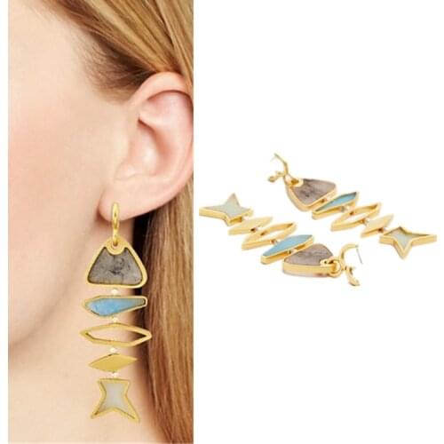 Korean Fashion Women Earring Retro Gold Fish Bone Resin Stud Earring Charm Lady Luxury Gift Vintage Aros Aresthetic Jewelry