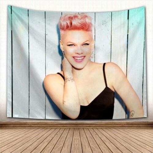 Nice Custom P!nk Tapestry Colorful Psychedelic Decorative Carpet Wall Fabric For Living Room Bedroom Tapestries Accessories