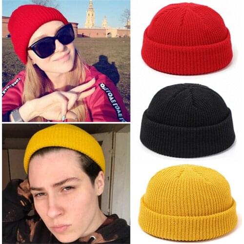 Autumn Winter Best Selling Knitted Hats Women Skullcap Men Beanie Bonnet Solid Retro Ribbed Cuffed Short Melon Cap Czapka Zimowa